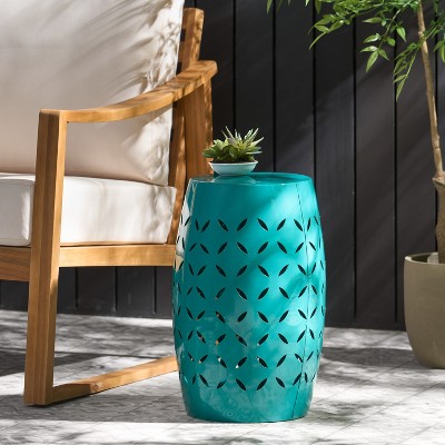 MOEPISY 12 inch H Teal Patio End Table