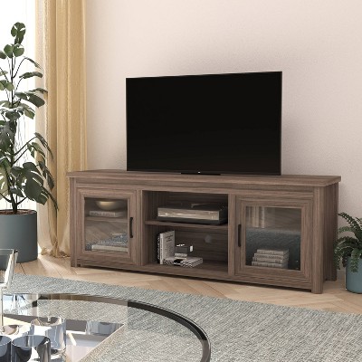 Traditional Full Glass Door TV Stand for TVs up to 80" - Merrick Lane