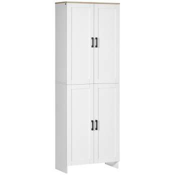 64 Kitchen Pantry Cabinets, White Kitchen Pantry Storage Cabinet with  Adjustable Shelves & Doors, Buffet Cupboards Sideboard Storage Cabinet  Office