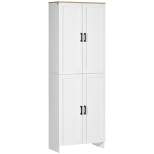 HOMCOM 72" Freestanding Kitchen Pantry, 4-Door Storage Cabinet Organizer with Adjustable Shelves, Kitchen Cabinet with Doors and Shelves, White