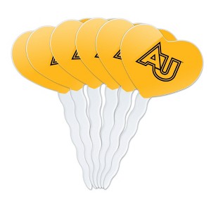Adelphi University Primary Logo Heart Love Cupcake Picks Toppers Decoration Set of 6 - 1 of 4