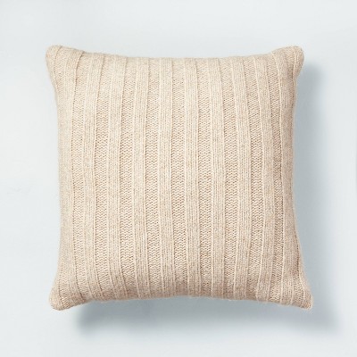 24"x24" Rib Knit Square Throw Pillow Oatmeal - Hearth & Hand™ with Magnolia