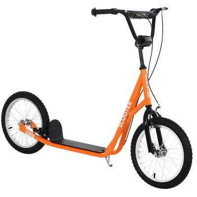 Orange Steel Frame Adjustable Kick Scooter with Dual Brakes