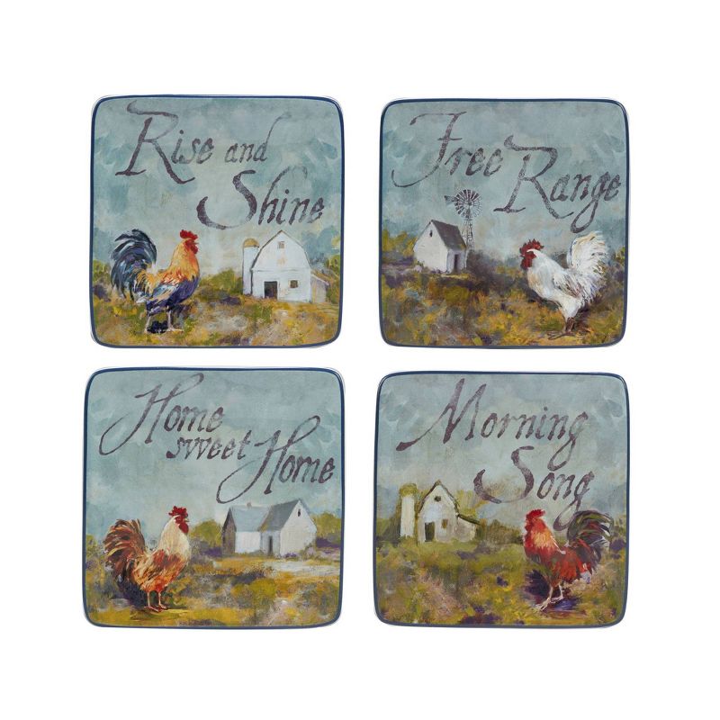 Set of 4 Rooster Meadow Canape Plates - Certified International, 1 of 8
