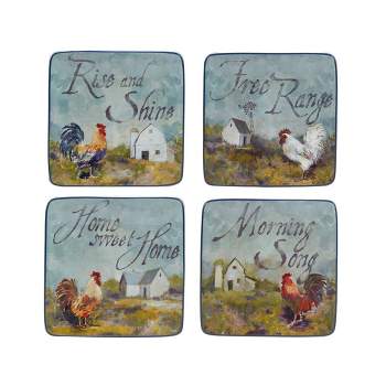 Set of 4 Rooster Meadow Canape Plates - Certified International
