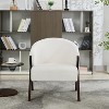 Mid-Century Accent Chair, Teddy Velvet, Linen, PU Leather with Wood Frame（1pc） - 3 of 4
