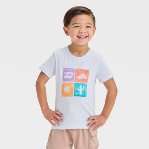 Toddler Boys' Short Sleeve Camping Icons Graphic T-Shirt - Cat & Jack™ Light Gray - 1 of 4