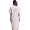 Dreamcrest Womens Short Sleeve Duster, Seersucker Plaid Housecoat/Women Sleepwear Zip Front Nightgown - 3 of 3