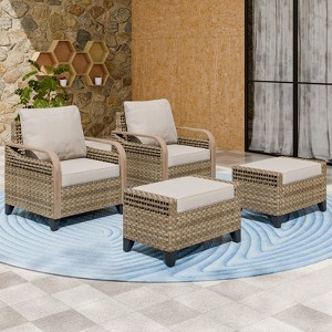 EAGLE PEAK Wicker Outdoor Chair, Patio Chair Curved Armrest - 1 of 4