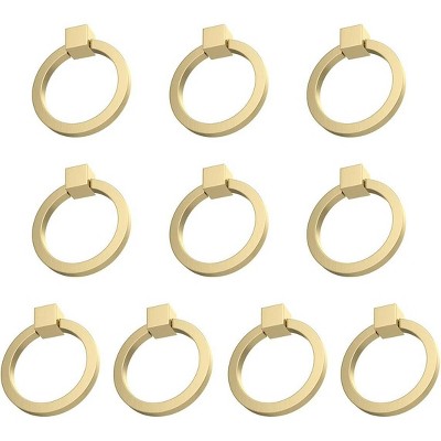 attop 10Pcs 2.0" x 1-7/8" Solid Brass Pulls for Dresser Drawer Ring Pulls Furniture Hardware Brushed Gold Wardrobe Door Handles