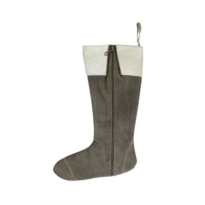 Northlight 18.5" Gray and White Boot with Zipper Christmas Stocking