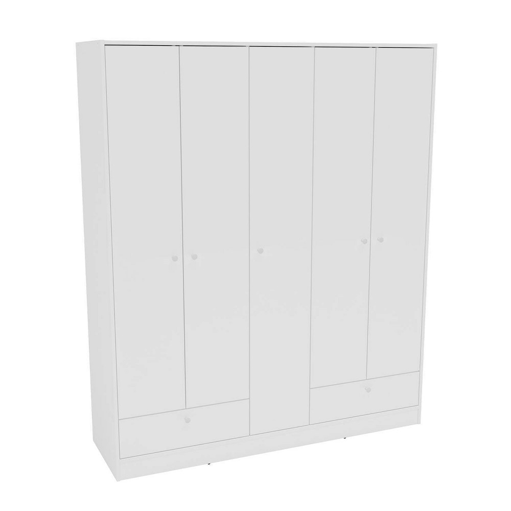 Denmark 5 Door 2 Drawer Wardrobe White - Polifurniture: Laminated MDF, Metal Hardware, Includes Anti-Tip Kit -  86700298