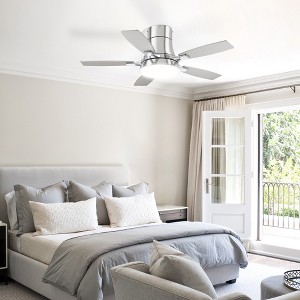 Siljoy 42 Inch Low Profile Flush Mount Ceiling Fan with Light, Noiseless, 6 Speeds Reversible, Dimmable, Ceiling Fan with Remote Include - 1 of 4