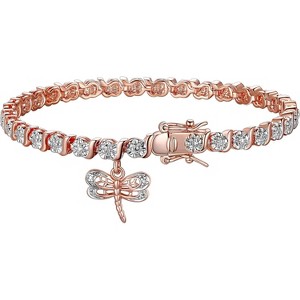 14k Rose Gold Plated Diamond Accent Tennis Bracelets Bracelets with Accent S-Link Chain - 1 of 4