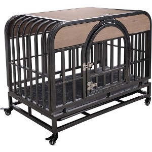 46 Inch Heavy Duty Dog Crate, Dog Crate Cage Kennel with Wheels, Removable Trays for Small Medium Large Dogs - 1 of 4