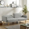 75.6" Futon Sofa Bed, Convertible Sleeper Sofa With Tapered Wood Legs, Modern Snowflake Velvet Upholstered Couch, 3 Seater Sleeper Sofa - 4 of 4