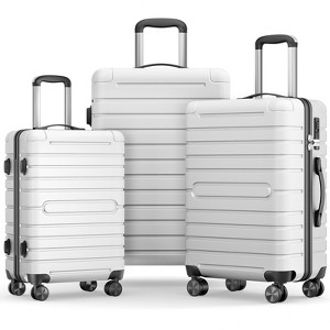 SKONYON 3 Piece Hardside Luggage Set with Spinner Wheels, TSA Locks, Lightweight ABS+PC Suitcases (20"/24"/28") for Travel, Business, Family Trips - 1 of 4