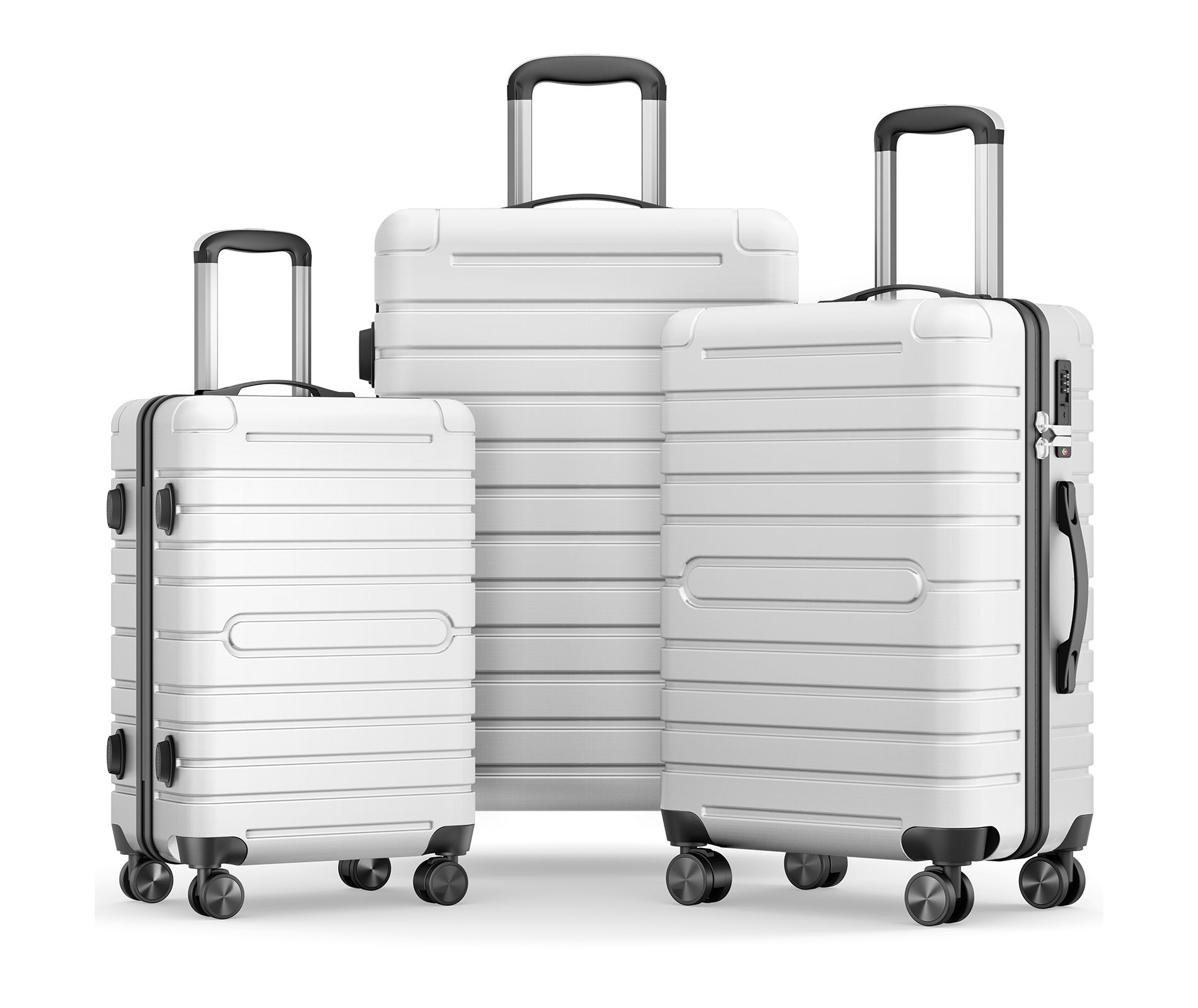 SKONYON 3 Piece Hardside Luggage Set with Spinner Wheels, TSA Locks, Lightweight ABS+PC Suitcases (20"/24"/28") for Travel, Business, Family Trips