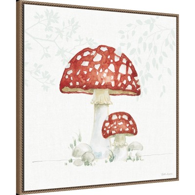 Beth Grove Red Mushroom Watercolor Canvas Print with Bronze Frame, 30 x 30