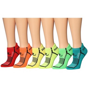 Tipi Toe Women's 6 Pairs Running & Athletic Solar Pop Spectrum Patterned Performance Low Cut Socks - 1 of 1