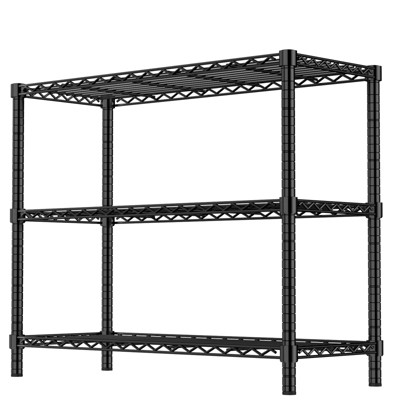 VYNXARIA 36" 3-Tier Heavy-Duty Black Wire Shelf - 350 lbs Capacity, Rust-Resistant Storage Rack for Kitchen, Laundry, and Garage