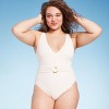 Women's Crepe Belted V-Neck One Piece Swimsuit - Shade & Shore™ Off-White - 4 of 4