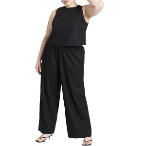 ELOQUII Women's Plus Size Easy Wide Leg Linen Pant - 1 of 4