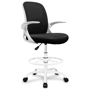 KERDOM Drafting Chair Tall Office Chair with Flip-up Armrests Executive Ergonomic Computer Chair, White - 1 of 1