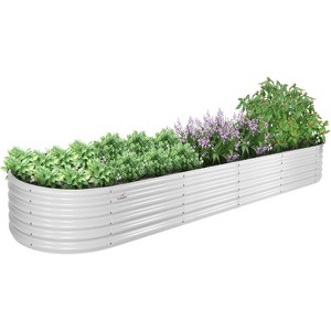 Cesicia 12 x 3 x 1.5 FT Quartz Gray Oval Extra Large Galvanized Raised Garden Beds for Planting Vegetables and Flowers Herb - 1 of 4