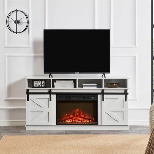 Hotraffy Modern Farmhouse TV Media Stand,with 23in  Fireplace Insert - 1 of 4