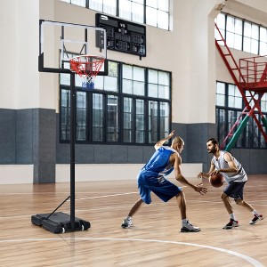 RISOKEYS Portable Basketball Hoop System, Height Adjustable 4.76-10ft, with 44'' Backboard and Wheels, for Youth Adults Night Outdoors - 1 of 4