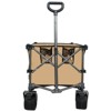 FURNIinspire Outdoor Serving Carts Heavy Duty Foldable Utility Wagon Terrain Quiet Wheels for Camping Gardening Picnic, Brown, 38.58"*24.02"*39.17" - 2 of 4