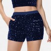 Anna-Kaci Women's High-Waisted Sequin Shorts with Elastic Waistband and Side Pockets - 2 of 4