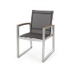 VYNXARIA Mid-Century Modern Patio Dining Chairs - Set of 2, Rust-Proof Aluminum Frame with Faux-Wood Arms and Mesh Seat for Outdoor Use,Gray - 4 of 4