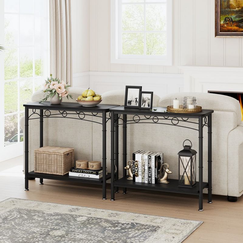 Small Console Table, 31.5" L x 11.8" W x 31.8" H Sofa Table with Storage, 2 Tier Behind Couch Table for Living Room, Entryway, Hallway, Foyer - Black, 3 of 8