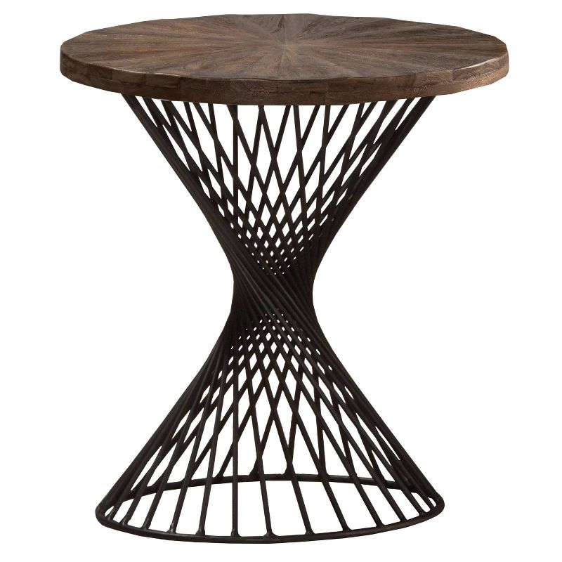 Kanister End Table Wood/Metal Weathered Walnut Finished/Dark Pewter - Hillsdale Furniture, 1 of 8