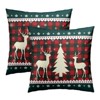 Christmas Tree Elk Deer Pillow Cover 18x18 Inches Set of 2, Snowflake Decor Red Green Holiday Buffalo Plaid - 3 of 4