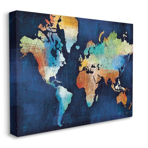 Stupell Industries World Map Modern Rainbow Textured Design Gallery ...