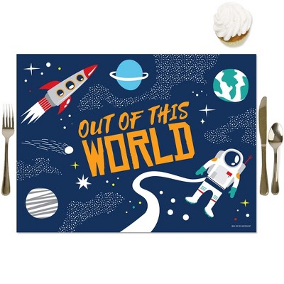 Big Dot of Happiness Blast Off to Outer Space - Party Table Decorations - Rocket Ship Baby Shower or Birthday Party Placemats - Set of 16