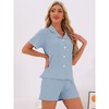 INSPIRE CHIC Women's Button Up Cotton Soft Short Sleeve Sleepwear with Shorts Pajamas Set - 2 of 4