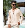 Men's Cotton Linen Henley Shirt Lace Up Long Sleeve V Neck Casual Beach Hippie Shirts - 3 of 4