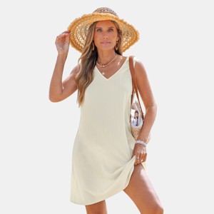 Women's Elegant Crochet Lace Beach Cover Up Dress - Cupshe - 1 of 4