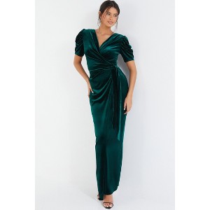 Quiz Women's Velvet Maxi Dress With Puff Sleeves - 1 of 4