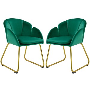 Yaheetech Set of 2 Flower Shape Velvet Armchair for Living Room, Bedroom, Green - 1 of 4