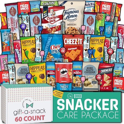 Gift A Snack Snack Box Variety Pack Care Package (40 Count) Birthday Sweet Treats Gift Basket, Candies Chips Crackers Bars