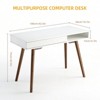 White Modern Simple Home Office Desk, Mid Century Computer Writing Desk With Drawer, Solid Wood Legs, Open Storage Cubby - 2 of 4