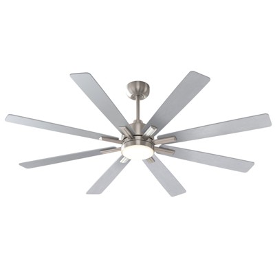 Warmiplanet 62"Ceiling Fans with Lights and Remote Control, Reversible Silent DC Motor, 6 Speeds, 3 Color Dimmable LED Light, Timer, Nickel, 9-Blades