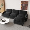 113'' Corduroy 3+1 L-Shaped Modular Sectional Sofa with Ottoman, Double-Layer Thick Cushion, Cup Holders and Storage Bags - 2 of 4