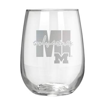 NCAA Michigan Wolverines The Vino Stemless 17oz Wine Glass - Clear