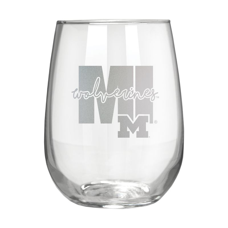 NCAA Michigan Wolverines The Vino Stemless 17oz Wine Glass - Clear, 1 of 2